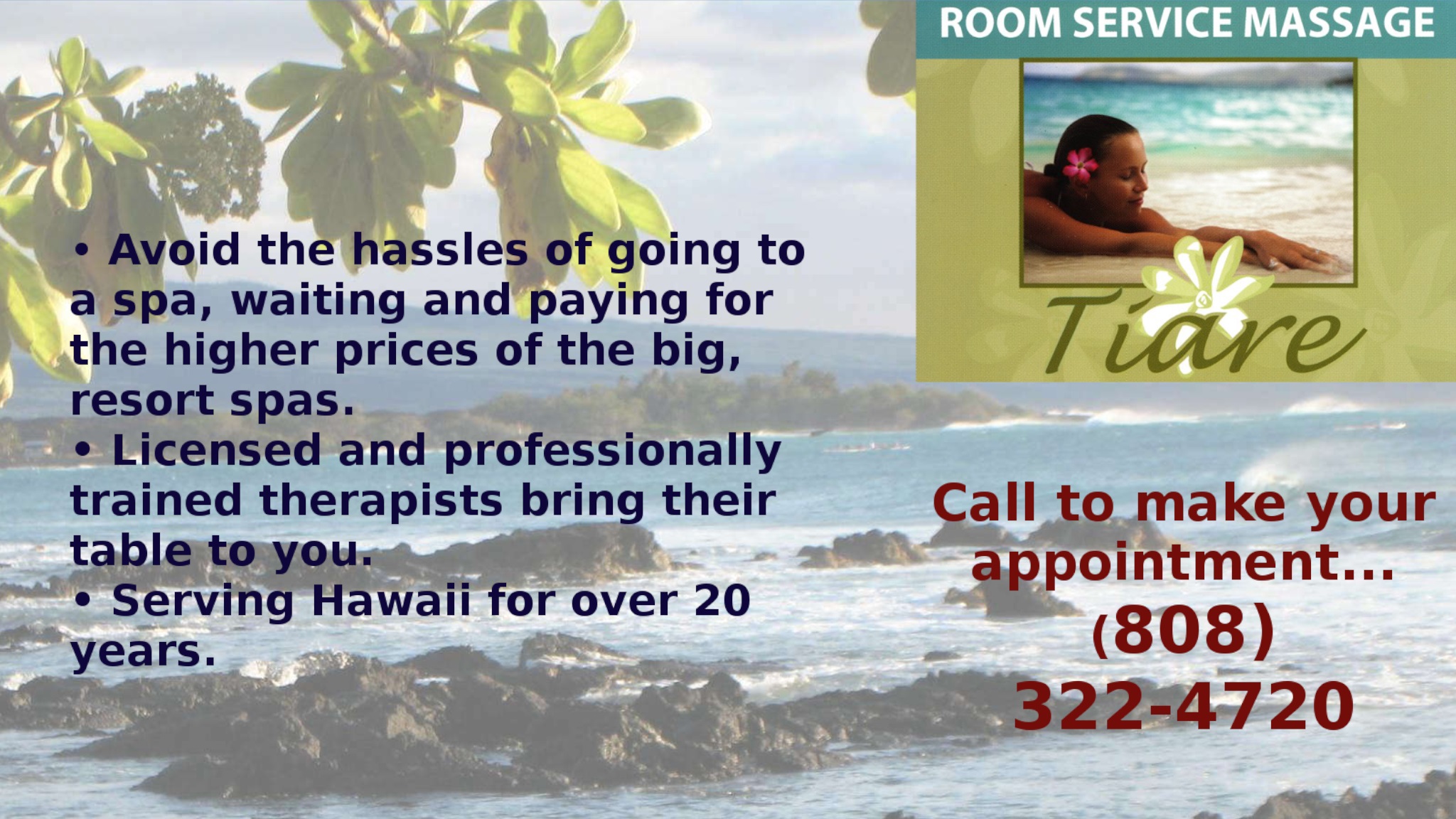 TIARE ROOM SERVICE MASSAGE